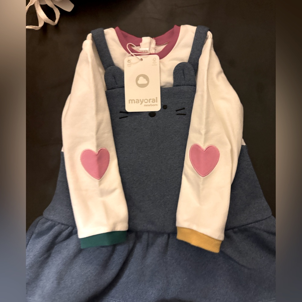 NWT - Mayoral kitty heart Dress - long sleeve 18 mos